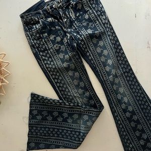Free people denim bell bottoms retro bleached out design